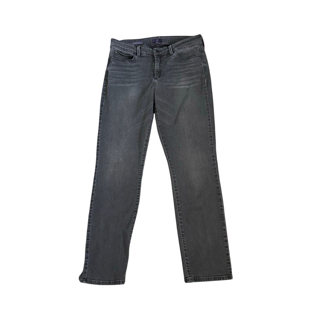 NYDJ Jeans Womens Size 12 Sheri Slim Lift Tuck Straight Gray Denim Pants